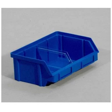 TechBox elöl nyitott tárolódoboz, 140 x 203 x 74 mm, kék színű.