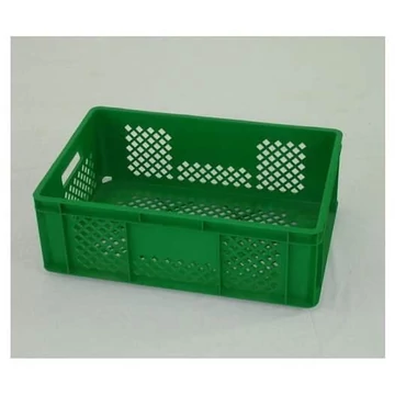 Euro200 rakatolható tároló, 600 x 400 x 200 mm, perforált falak, zöld színű.