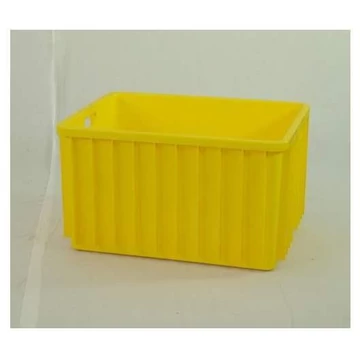 Tároló doboz, 600 x 400 x 300 mm, sárga színű.