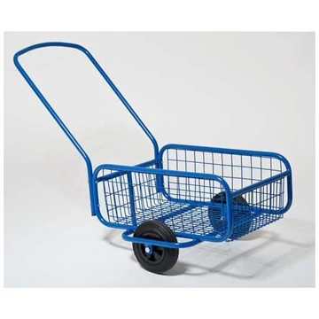 Kétkerekű kézikocsi rácsos falakkal, teherbírása 80 kg, tömör gumiabroncsok 200 mm