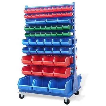 TechBox elöl nyitott tárolódobozok, szürke kivitel, szélesség x magasság: 940x1540 mm, kétoldalas, mozgatható, szám