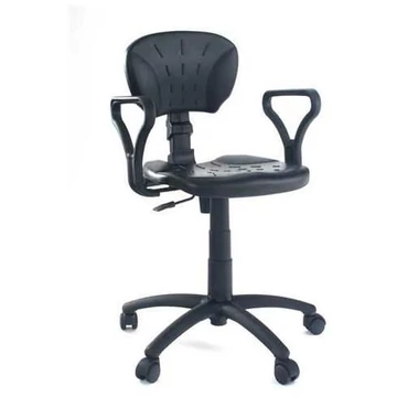 ERGO munkahelyi forgószék, alacsony változat görgőkkel és kartámaszokkal.