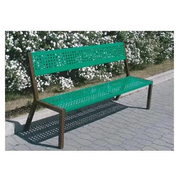 Perforált lemezből készült pad, 1800 mm hosszú, barna / zöld színű