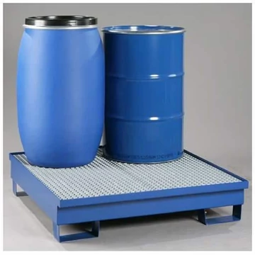 Gyűjtőtálca, festett acél, rácsos, 1200 x 1200 mm, kék RAL5010.