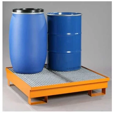 Gyűjtőtálca, festett acél, rácsos, 1200 x 1200 mm, narancssárga RAL2000.