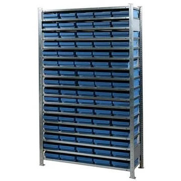 Ragasztható polc CLIP RackBox fiókokkal, alapelem, ma x sz x mé: 2000x1256x536 mm, fiókok száma 150 db.