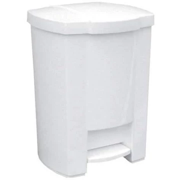 Szemetes doboz, pedállal, fehér műanyagból, 28 l űrtartalommal