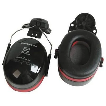 Fülvédő, hangszigetelés 35 dB, sisak rögzítéséhez, fekete / piros színű