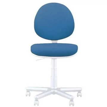 SMART modern irodai szék, fehér vázzal, kartámaszok nélkül, Oban kárpit - színe világoskék