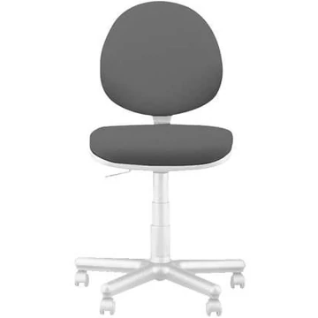 SMART modern irodai szék, fehér vázzal, kartámaszok nélkül, Oban kárpit - színe világosszürke