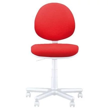 SMART modern irodai szék, fehér vázzal, kartámaszok nélkül, Oban kárpit - piros szín