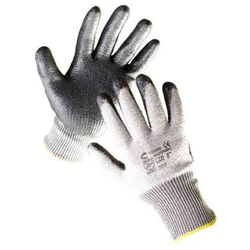 Vágásvédő kesztyű, fekete / szürke színű, méret. 8 ", 12 darabos csomag