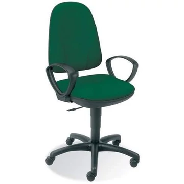 PEGAZ irodai forgószék, ergonomikus, kartámaszokkal, nejlon talppal, kárpit anyaggal Oban - sötétzöld