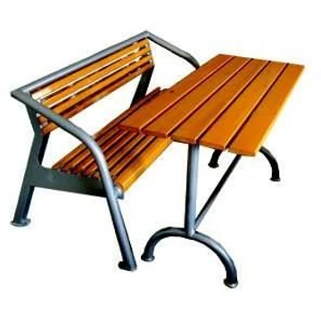 Kültéri asztal 1400x600 mm, tűzihorganyzott acélszerkezet tömörfa lécekkel