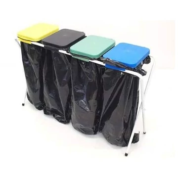 Haszonanyaggyűjtő 4x 70 - 120 l-es zsákokhoz, összecsukható, műanyag fedél (sárga, fekete, kék, zöld)