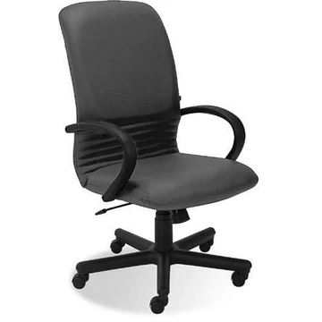 MIRAGE menedzser fotel, kartámaszokkal, fekete poliamid vázzal, bőr kárpittal - világosszürke