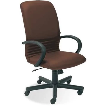 MIRAGE menedzser fotel, kartámaszokkal, fekete poliamid vázzal, bőr kárpittal - barna