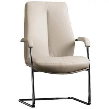 Sonata látogatói karosszék, karfákkal, krómozott acél vázzal, bőr kárpittal - bézs színben