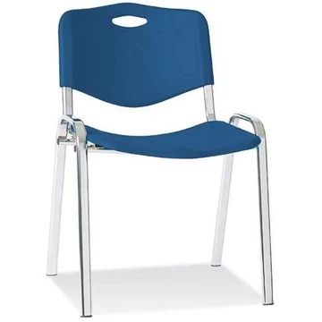 ISO műanyag szék, kék színű, krómozott acélcső váz