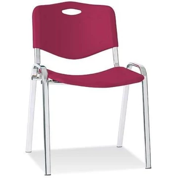 ISO műanyag szék, vörös színű, krómozott acélcső váz