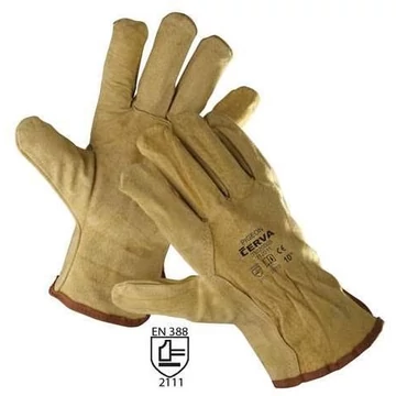 Disznóbőr kesztyű, sárga színű, méret. 10 ", 12 darabos csomag