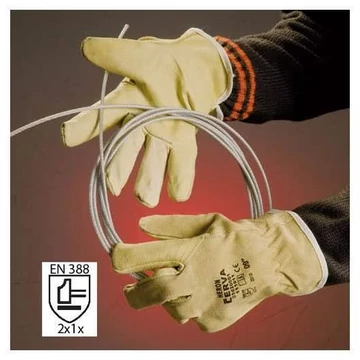 Kesztyű sima disznóbőrből, sárga színű, méret. 10,5 ", 12 darabos csomag