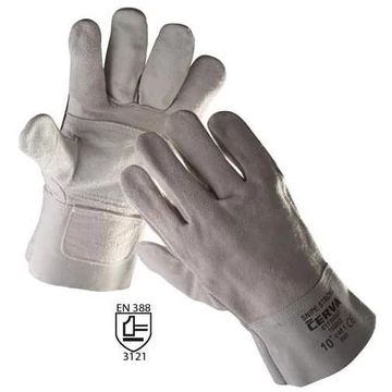 Kesztyű hasított tehénbőrből, szürke színű, méret. 11 ", 12 darabos csomag