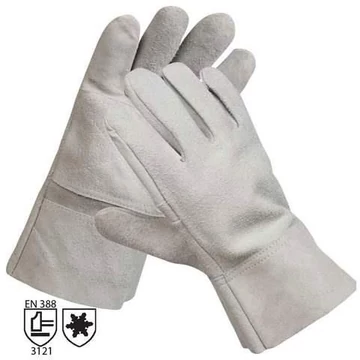 Kesztyű hasított tehénbőrből, párnázott, szürke színű, méret. 11 ", 12 darabos csomag