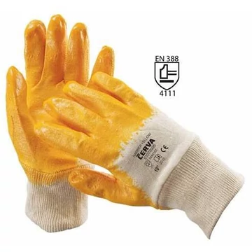 Kesztyű nitril félbevonattal, sárga színű, méret. 8 ", 12 darabos csomag