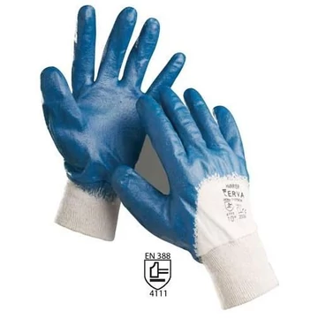 Kesztyű nitril félbevonattal, kék színű, méret. 8 ", 12 darabos csomag