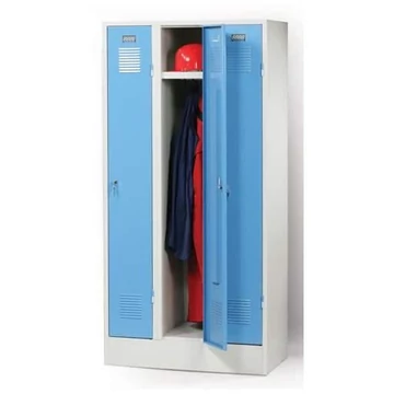 Szekrény, hegesztett, 3 x 300 mm, ajtó színe kék RAL5012, talppal