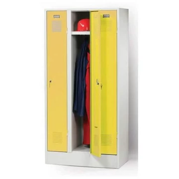 Szekrény, hegesztett, 3 x 300 mm, ajtó színe sárga RAL1023, talppal