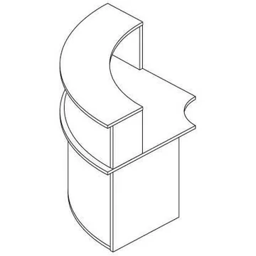 Recepció - modul sarok szerkezettel, kívül, színe világosszürke.