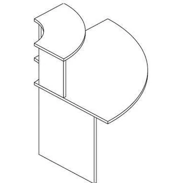 Recepció - modul sarok szerkezettel, belül, színe világosszürke.