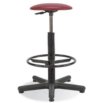 GOLIAT magas munkaszék csúszótalpakkal és lábtartó gyűrűvel, műbőr kárpittal, borvörös színnel.