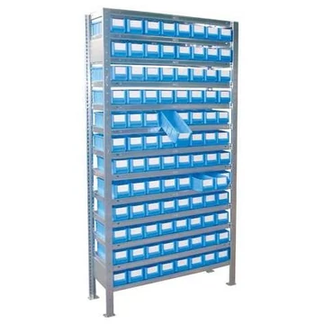 Dugaszolható állvány CLIP állványdobozokkal 2000x1000x300 mm, alapelem, 13 polc, 96 doboz.