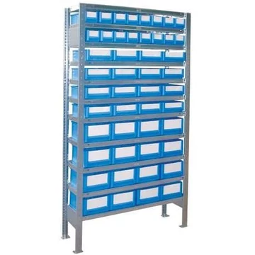 CLIP befogható polc állványdobozokkal 2000x1000x300 mm, alapelem, 11 polc, 48 doboz.