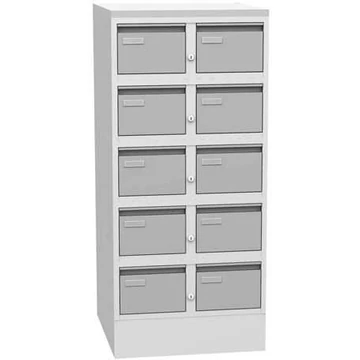 Iratszekrény A5 kartoték formátumhoz, 10 fiók, ma x sz x mé: 1250 x 560 x 600 mm, szín szürke RAL 7035