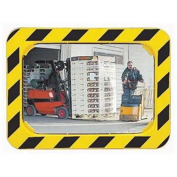 Tükör az ipar és a logisztika számára sárga / fekete figyelmeztető jelzéssel, 680 x 500 mm