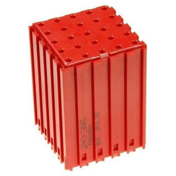 Műanyag doboz egyenes szárú szerszámokhoz - D2.35, 5x5 modul, üregek 25 darab (2,35 x18 mm), vörös színű.