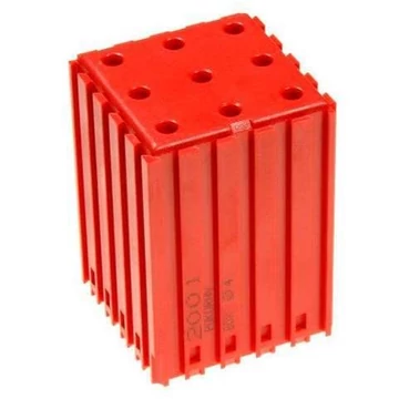 Műanyag doboz egyenes szárú szerszámokhoz - D4, modul 5x5, üregek 9 darab (4x18 mm), vörös színű.