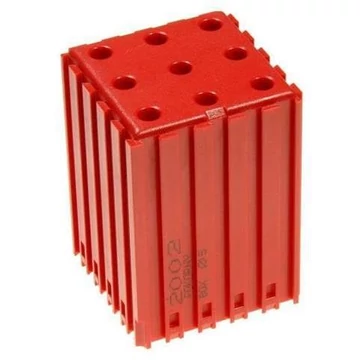 Műanyag doboz egyenes szárú szerszámokhoz - D5, modul 5x5, üregek 9 darab (5x20 mm), vörös színű.