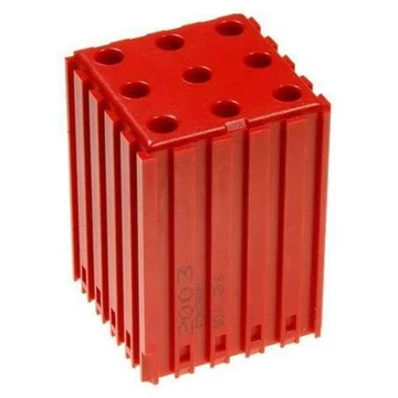 Műanyag doboz egyenes szárú szerszámokhoz - D6, modul 5x5, üregek 9 darab (6x22 mm), vörös színű.