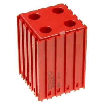 Műanyag doboz egyenes szárú szerszámokhoz - D10, modul 5x5, üregek 4 darab (10x30 mm), vörös színű.
