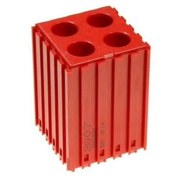 Műanyag doboz egyenes szárú szerszámokhoz - D14, modul 5x5, üregek 4 darab (14x40 mm), vörös színű.