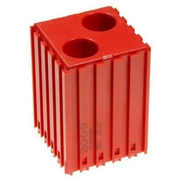Műanyag doboz egyenes szárú szerszámokhoz - D18, 5x5 modul, 2 üreg (18x48 mm), vörös színű.