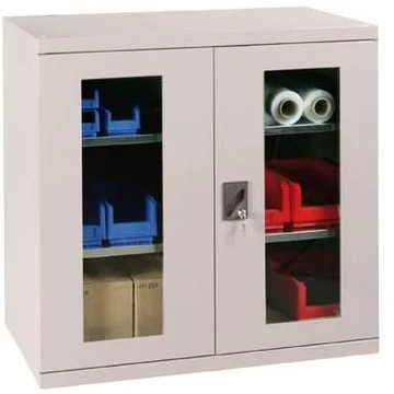 Műhelyszekrény, ma x sz x mé: 1000 x 1044 x 625 mm, ablakos ajtó, 2 x polc, 100 kg, szín világosszürke RAL7035