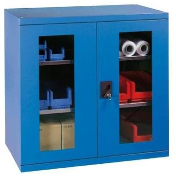 Műhelyszekrény, ma x sz x mé: 1000 x 1044 x 625 mm, ablakos ajtó, 2 x polc, 100 kg, kék színű RAL5012