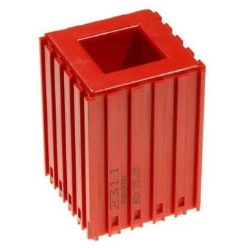 Műanyag doboz esztergakések tárolására, doboz 25x25, modul 5x5, piros szín.
