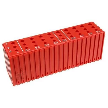 Műanyag doboz 5-7,9 mm átmérőjű furatok tárolásához - D5-D7.9, modul 20x5, piros szín.